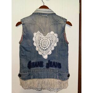 Shane Jeans Denim Embellished Vest Size Small